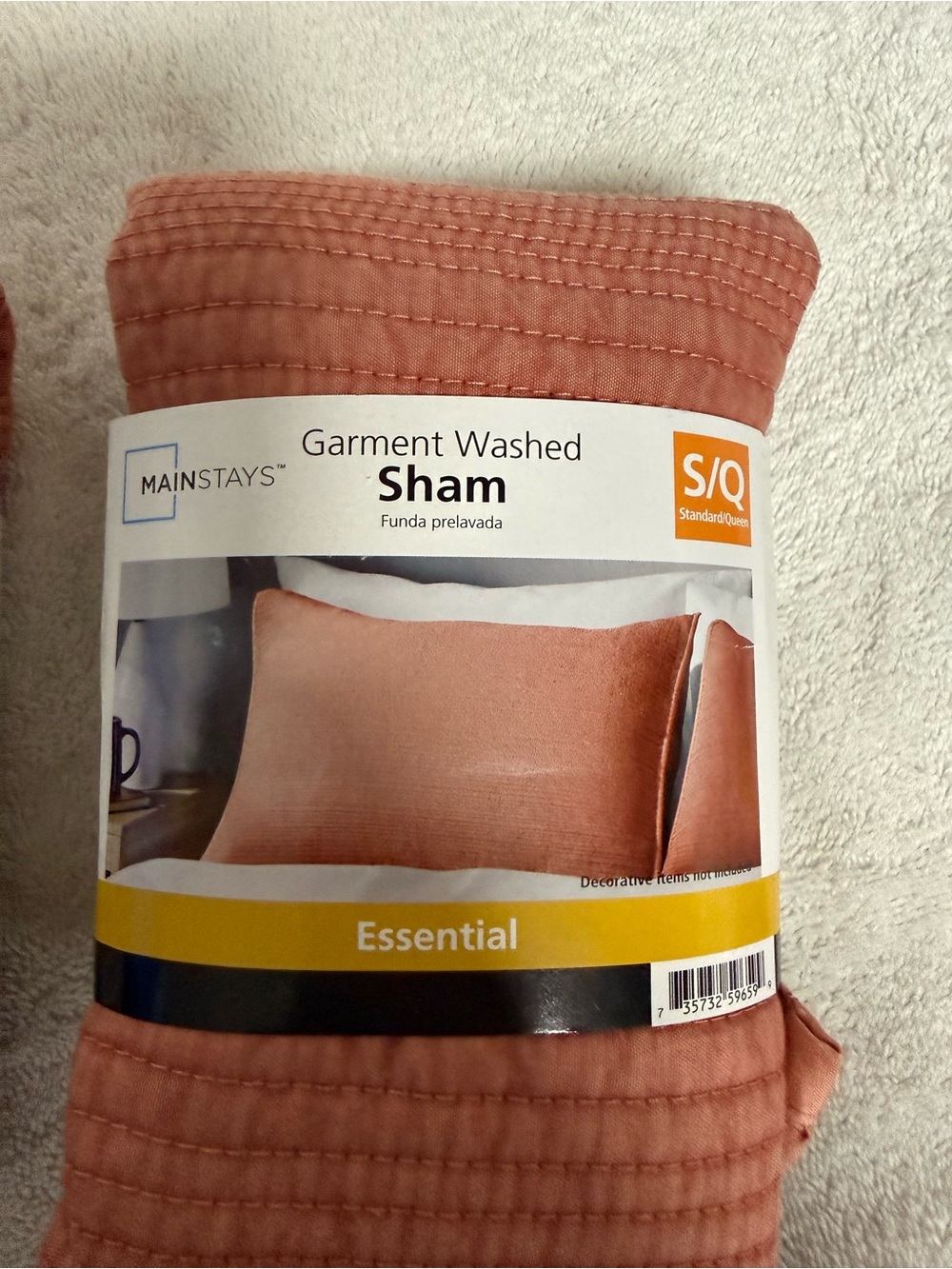 Mainstays Garment Washed Sham in Dusty Coral - 2